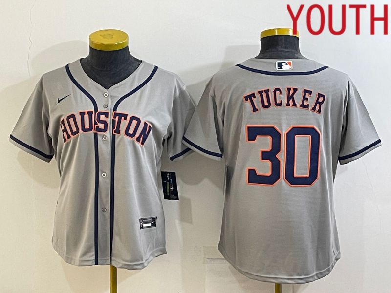 Youth Houston Astros #30 Tucker Grey Game Nike 2022 MLB Jerseys->women mlb jersey->Women Jersey